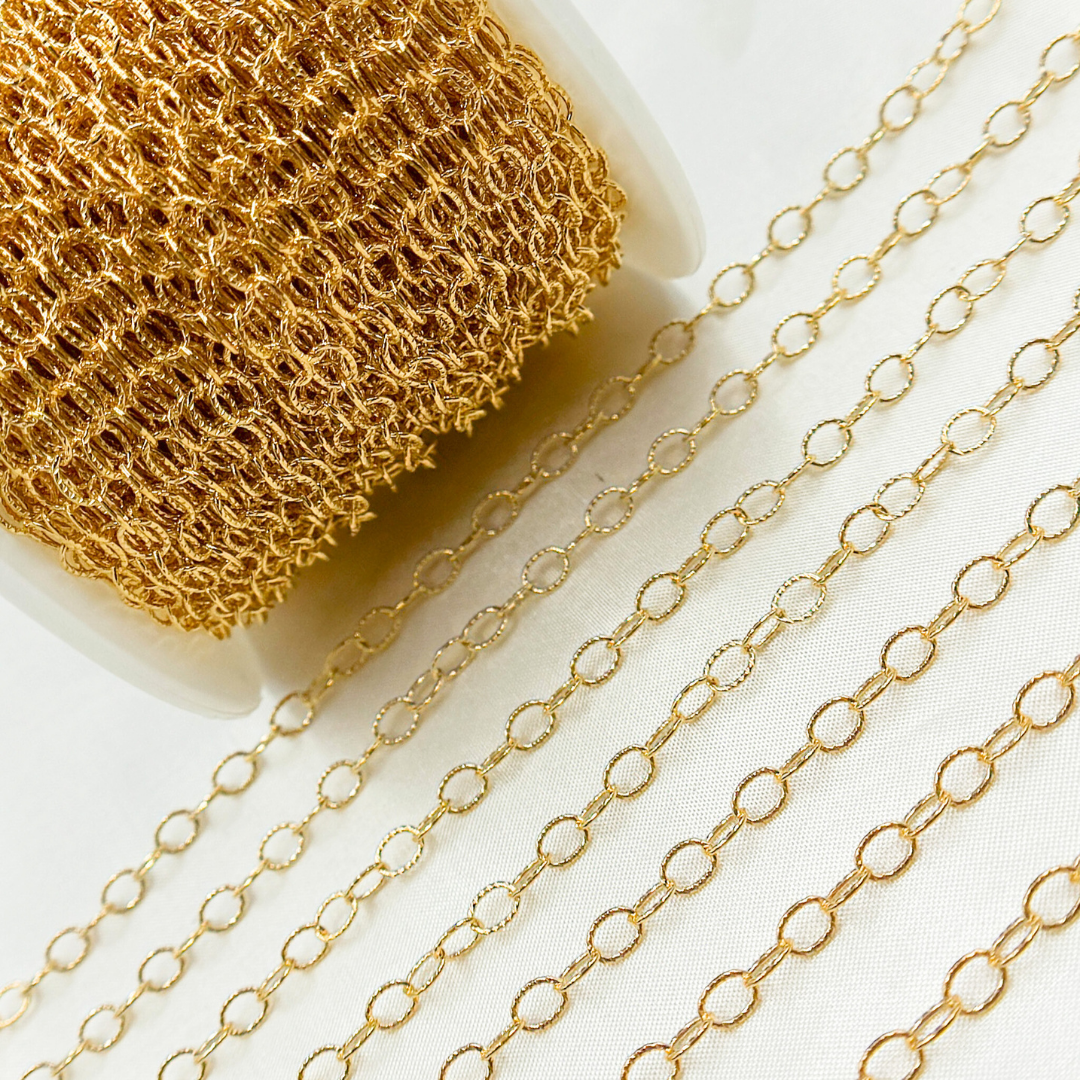 14k Gold Filled Hammered Cable Chain. 2207LGF
