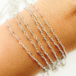 Load image into Gallery viewer, Coated Grey Moonstone 925 Sterling Silver Wire Chain. CMS86