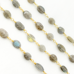 Load image into Gallery viewer, Labradorite Oval Shape Gold Plated Wire Chain. LAB121
