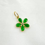 Load image into Gallery viewer, 14k Solid Gold Diamond and Emerald Flower Charm. GDP568