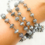 Load image into Gallery viewer, Coated Labradorite Rondel Smooth Oxidized Wire Chain. CLB49