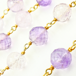 Load image into Gallery viewer, Pink Amethyst Round Shape Gold Plated Wire Chain. AME13