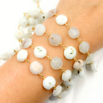 Load image into Gallery viewer, Solar Quartz Coin Shape Gold Plated Wire Chain.