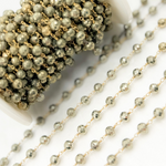 Load image into Gallery viewer, Pyrite Round shape Gold Plated 925 Sterling Silver Wire Chain. PYR67