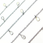 Load image into Gallery viewer, Created White Opal + CZ Pear Shape Dangle Chain. CWO14

