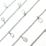 Load image into Gallery viewer, Created White Opal + CZ Pear Shape Dangle Chain. CWO14