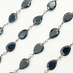 Load image into Gallery viewer, Black Spinel Tear Drop Oxidized Wire Chain. BSP21