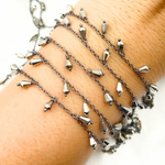 Load image into Gallery viewer, Pyrite Drop Dangle Oxidized Wire Chain. PYR22