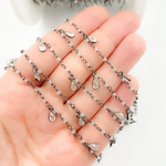 Load image into Gallery viewer, White Topaz & CZ Dangle Oxidized Wire Chain. TOP10