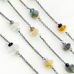 Load image into Gallery viewer, Multi Gemstone Oxidized Connected Wire Chain.