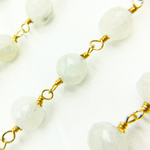 Load image into Gallery viewer, White Rainbow Round Moonstone Gold Plated Wire Chain. MS51