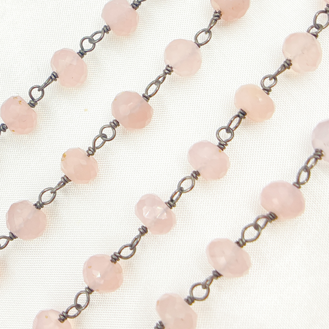 Rose Chalcedony Oxidized  Wire Chain. PCL11