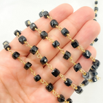 Load image into Gallery viewer, Black Spinel Gold Plated Wire Chain.