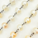 Load image into Gallery viewer, Peach Pearl Oxidized Oxidized Wire Chain. PRL44