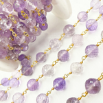 Load image into Gallery viewer, Pink Amethyst Round Shape Gold Plated Wire Chains