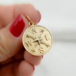 Load image into Gallery viewer, 14k Solid Gold Diamond Medallion Compass Charm. GDP411
