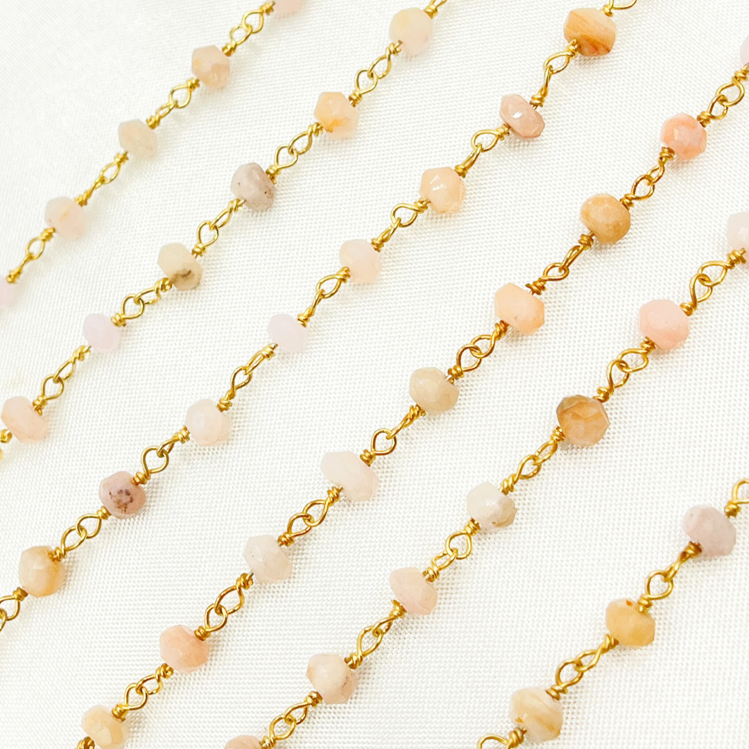 Pink Opal Gold Plated Wire Chain. POP4