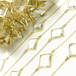 Load image into Gallery viewer, Crystal Rectangle Shape Bezel Gold Plated Wire Chain. CR6