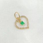 Load image into Gallery viewer, 14k Solid Gold Diamond and Emerald Heart Charm. GDP621