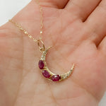 Load image into Gallery viewer, GDP563. 14k Solid Gold Diamond & Gemstone Moon Charm