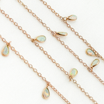 Load image into Gallery viewer, Created White Opal Tear Drop Shape Dangle Chain. CWO6