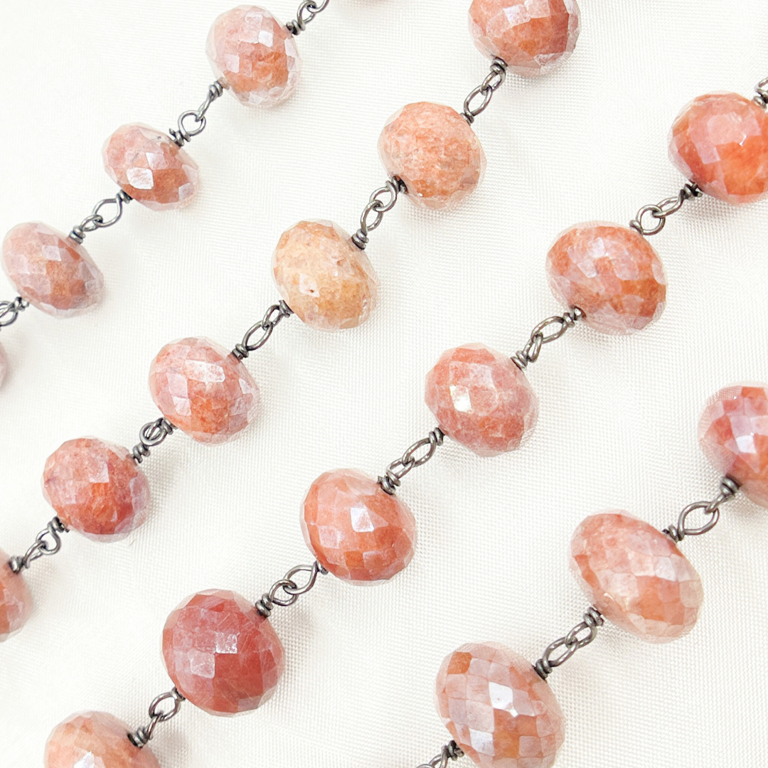 Coated Agate Peach Oxidized Wire Chain. AG3