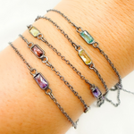 Load image into Gallery viewer, Multi Color Cubic Zirconia Rectangular Shape Connected Chain. CZ46