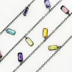 Load image into Gallery viewer, Multi Color Cubic Zirconia Rectangle Shape Dangle Chain. CZ44
