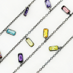 Load image into Gallery viewer, Multi Color Cubic Zirconia Rectangle Shape Dangle Chain. CZ44