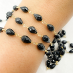 Load image into Gallery viewer, Black Spinel Tear Drop Shape Gold Plated Wire Chain.