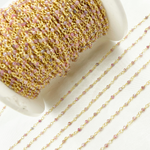 Load image into Gallery viewer, Coated Red Quartz Gold Plated Wire Chain. CQU32