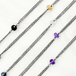 Load image into Gallery viewer, Multi Gemstone Double Oxidized Connected Wire Chain. MGS6