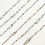 Load image into Gallery viewer, Coated Peach Moonstone & CZ Oxidized Wire Chain. CMS65