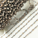 Load image into Gallery viewer, Coated Siloni Peach Moonstone 925 Sterling Silver Wire Chain. CMS64