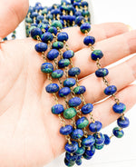 Load image into Gallery viewer, Azurite Malachite Gold Plated Wire Chain. AZM1