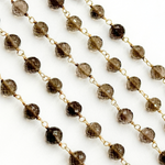 Load image into Gallery viewer, Smoky Quartz Gold Plated 925 Sterling Silver Wire Chain. SMQ19
