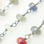 Load image into Gallery viewer, Multi Gemstone Oxidized Wire Chain.  MGS16