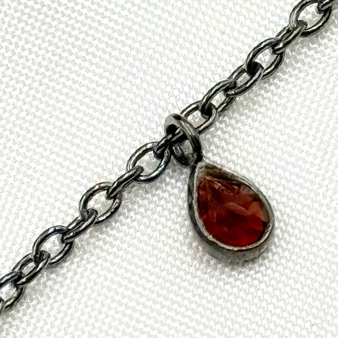 Multi Gemstone Dangle Oxidized Wire Chain. MGS21