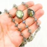 Load image into Gallery viewer, Labradorite Fancy Oxidized Wire Chain. LAB88