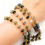 Load image into Gallery viewer, Multi Tourmaline Gold Plated Wire Chain.