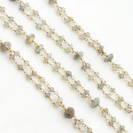 Load image into Gallery viewer, Labradorite Double Gold Plated Connected Wire Chain. LAB120