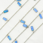 Load image into Gallery viewer, Created Blue Opal Rectangular Shape Dangle Chain. CBO6
