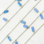 Load image into Gallery viewer, Created Blue Opal Rectangular Shape Dangle Chain. CBO6