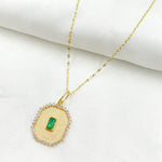 Load image into Gallery viewer, GDP612. 14k Solid Gold Rectangle Shape Emerald and Diamond Charm