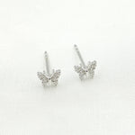Load image into Gallery viewer, 14k Solid Gold White Diamond Butterfly Stud Earrings. ER412615W
