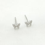 Load image into Gallery viewer, ER412615W. 14k Solid Gold White Diamond Butterfly Stud Earrings