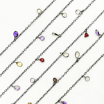 Load image into Gallery viewer, Multi Gemstone Dangle Oxidized Wire Chain.