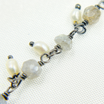 Load image into Gallery viewer, Coated Labradorite with Pearl Oxidized Wire Chain. CLB31
