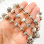 Load image into Gallery viewer, Coated Taupe Smooth Moonstone Oxidized Wire Chains