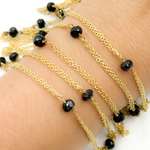 Load image into Gallery viewer, Black Spinel Double Gold Plated Connected Wire Chain. BSP33